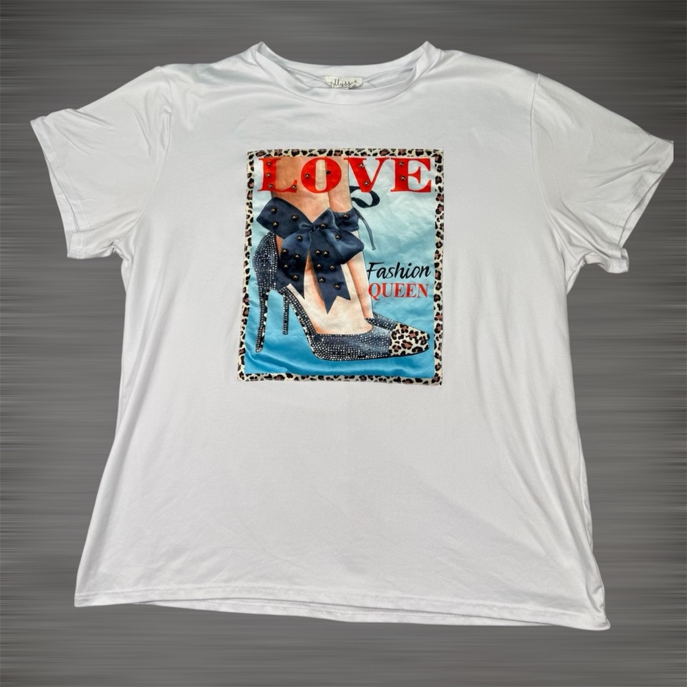 White T-Shirt with Fashion Graphic